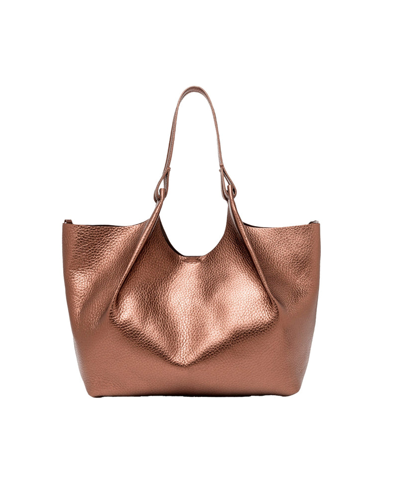 Gianni Chiarini Pebbled Leather Shoulder Bag — Bronze