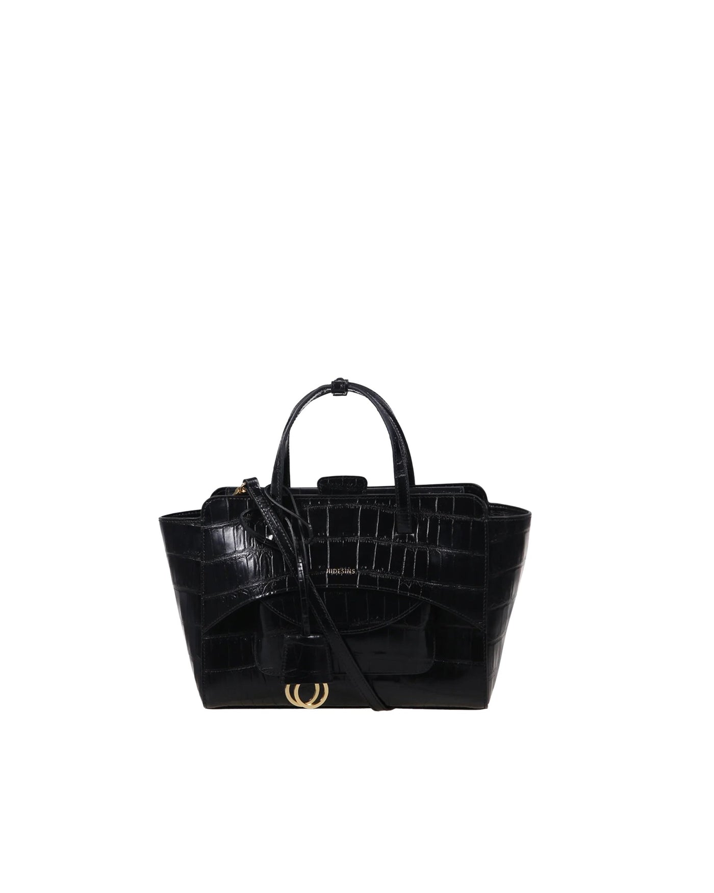 Hidesins Crocodile-Embossed Calf Leather Tote Bag — Black
