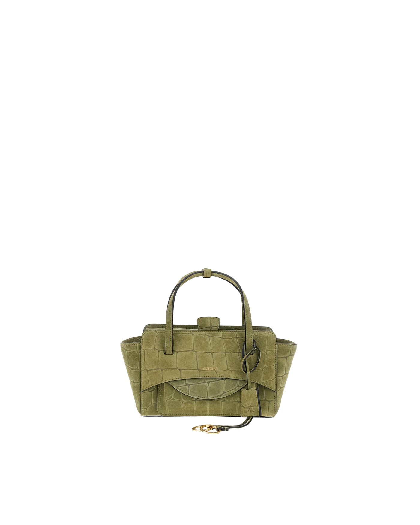 Hidesins Crocodile-Embossed Calf Leather Shoulder Bag — Olive