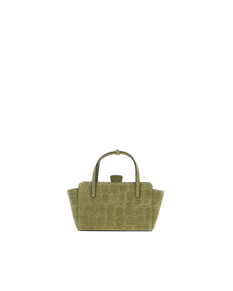Hidesins Crocodile-Embossed Calf Leather Shoulder Bag — Olive