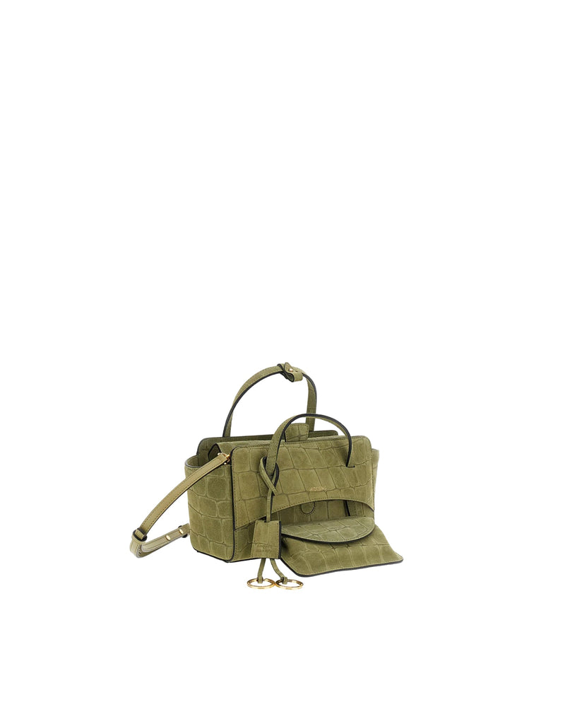 Hidesins Crocodile-Embossed Calf Leather Shoulder Bag — Olive