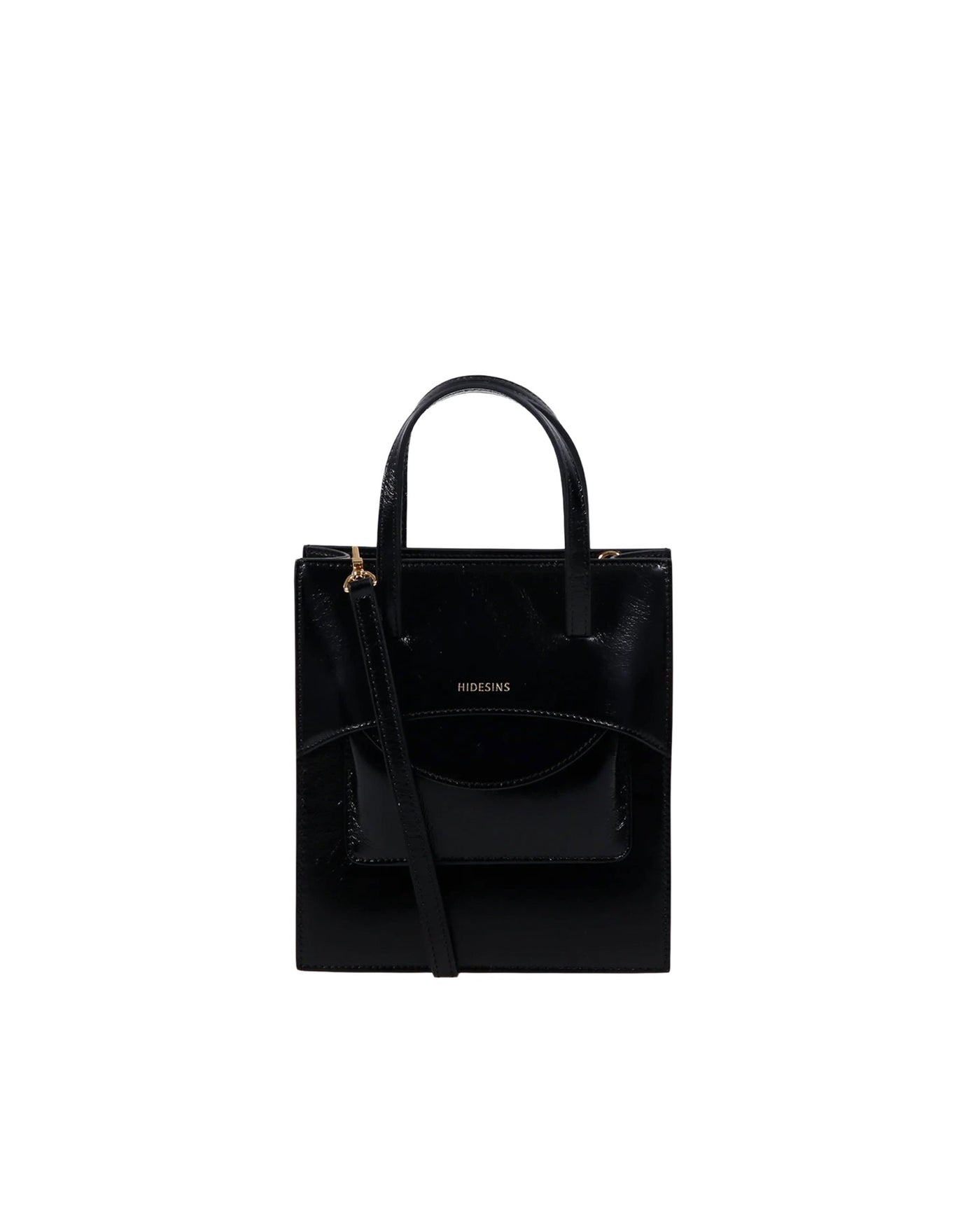 Hidesins Pocket Top Handle Bag — Black Calf Leather