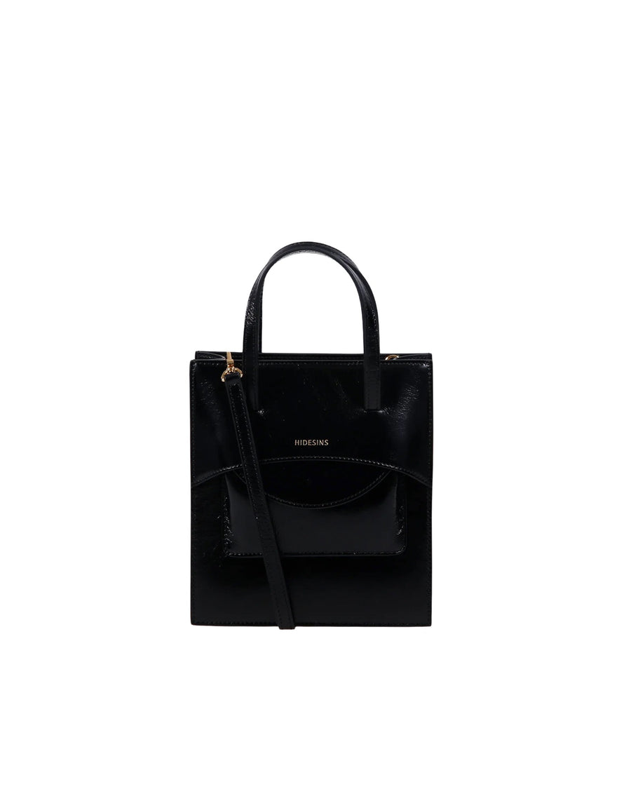 Hidesins Pocket Top Handle Bag — Black Calf Leather