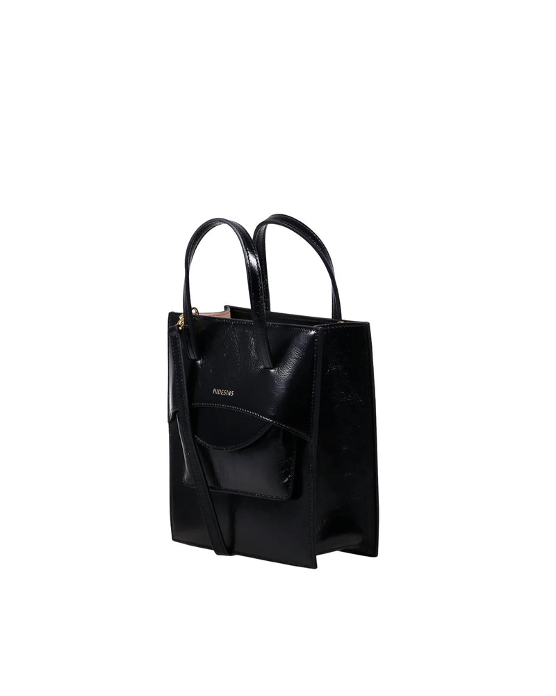 Hidesins Pocket Top Handle Bag — Black Calf Leather
