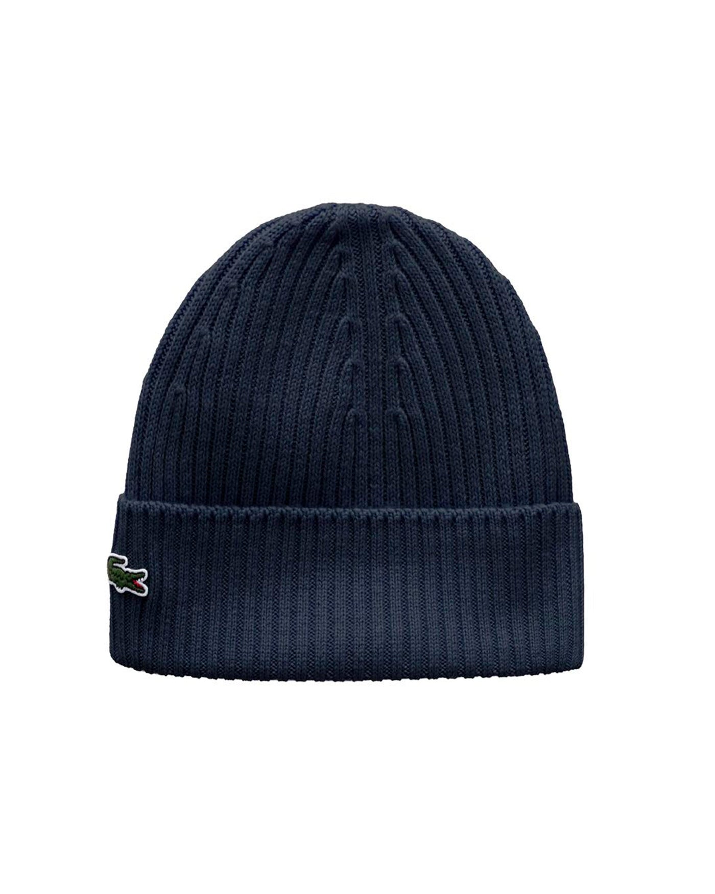 Lacoste Rb0001 Ribbed Wool Beanie — Navy Beanies