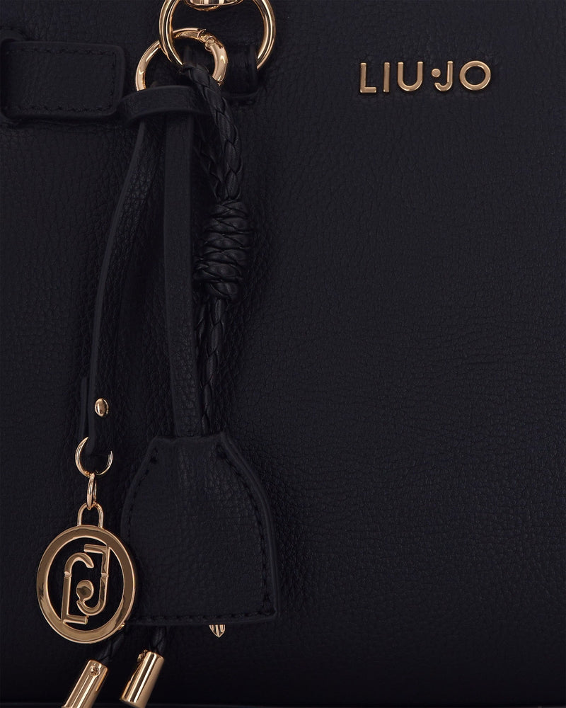 Liu Jo Structured Polyurethane Top Handle Bag — Black