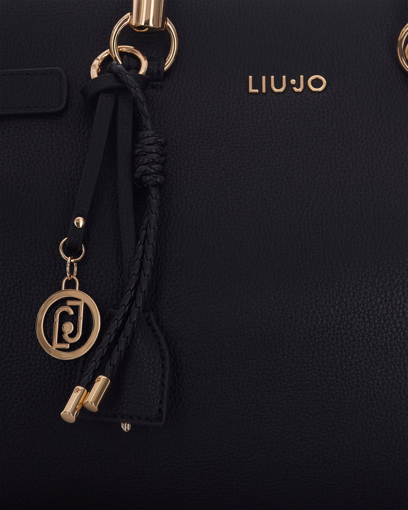 Liu Jo Satchel Bag — Black Polyurethane Top Handle