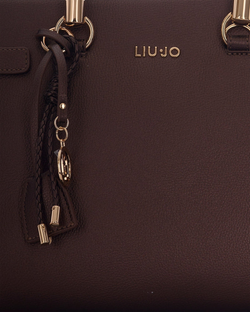 Liu Jo Braided Handle Structured Tote Bag — Brown Polyurethane