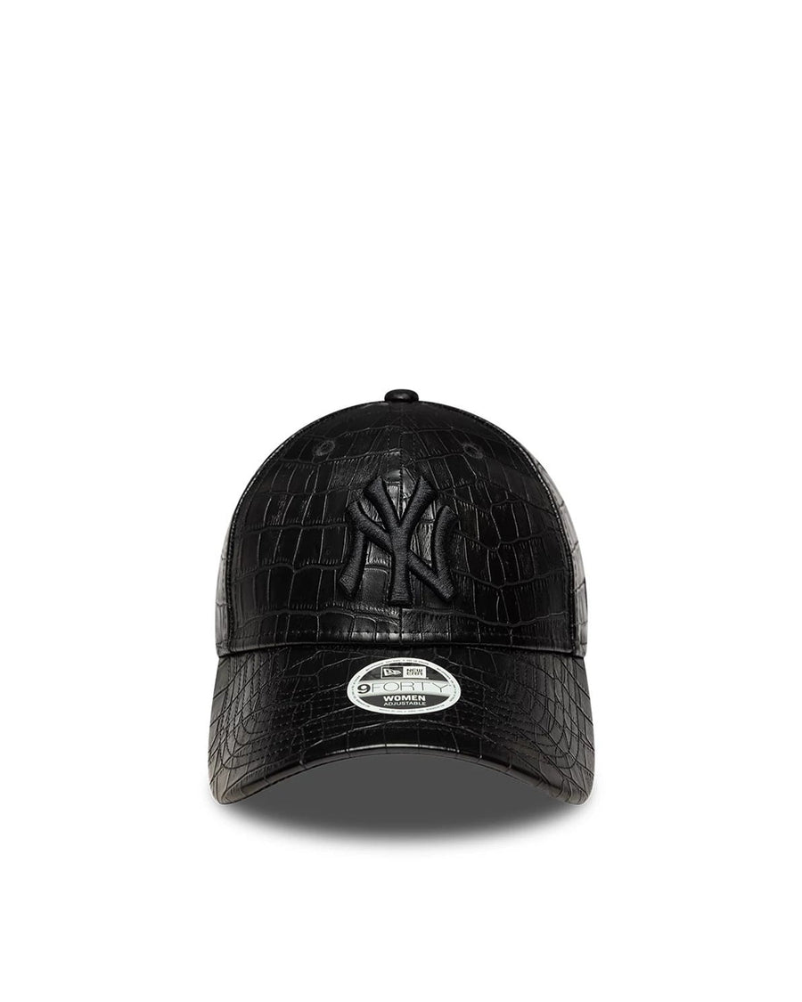 New Era Cap 60915860 Croc-Embossed Polyurethane Baseball — Black Undervisor: Cotton; Crown Caps