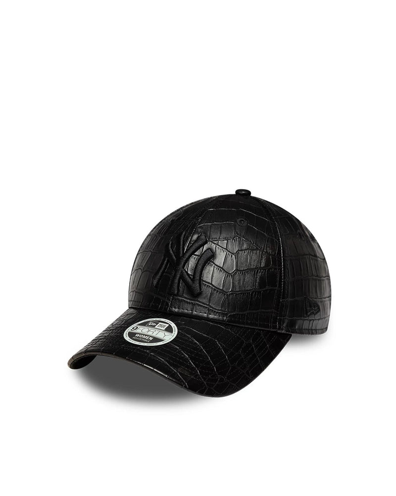 New Era Cap 60915860 Croc-Embossed Polyurethane Baseball — Black Undervisor: Cotton; Crown Caps
