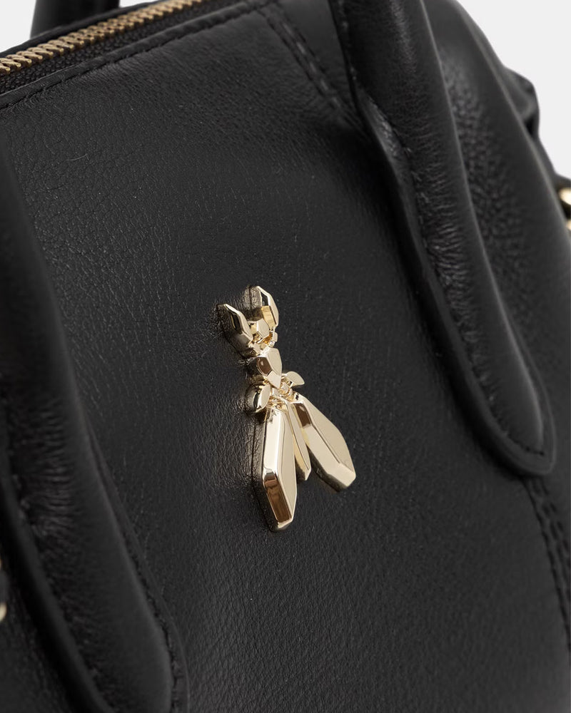 Patrizia Pepe Top Handle Bag — Black Calf Leather