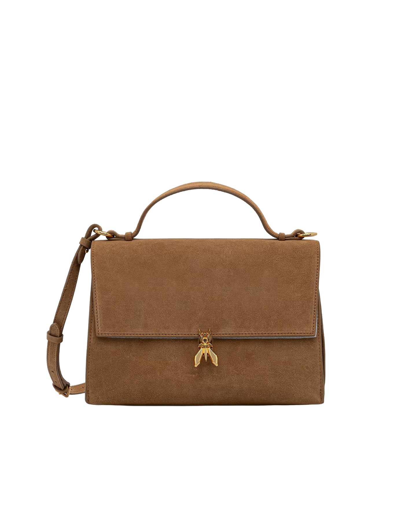 Patrizia Pepe Calfskin Suede Crossbody Bag — Beige