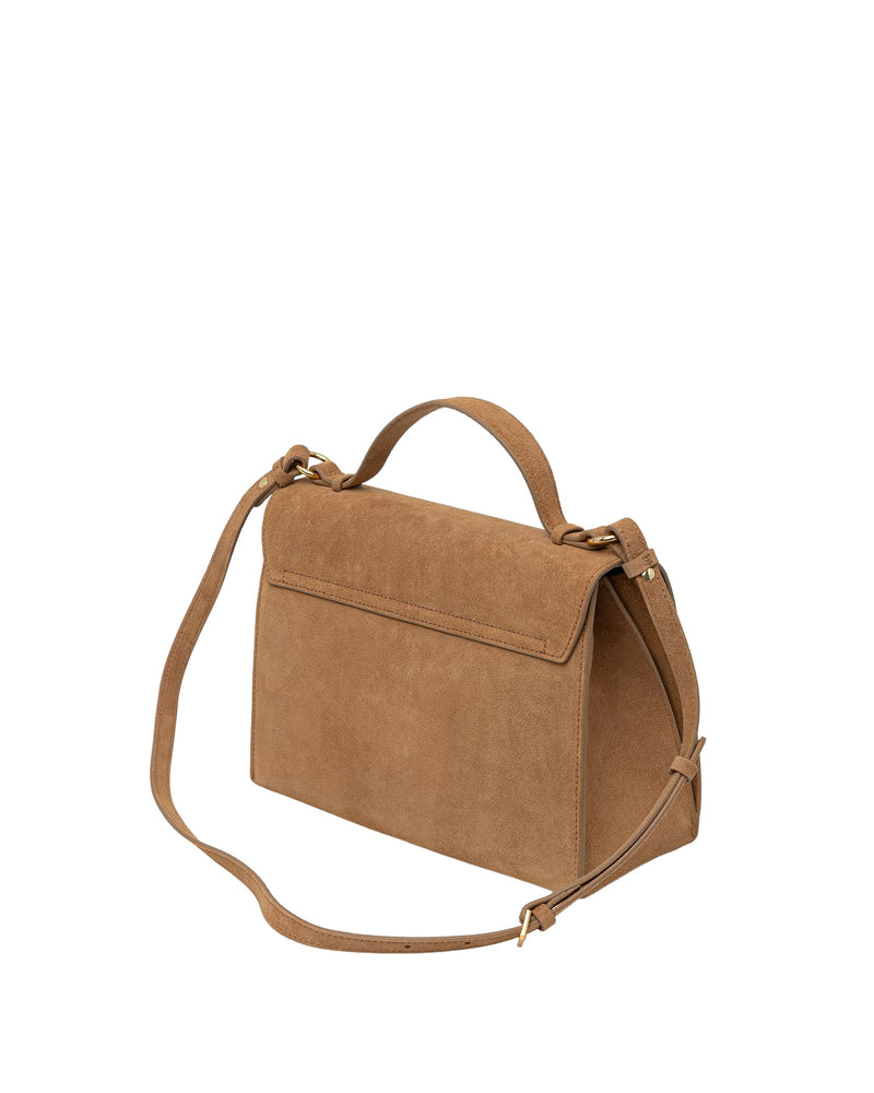 Patrizia Pepe Calfskin Suede Crossbody Bag — Beige