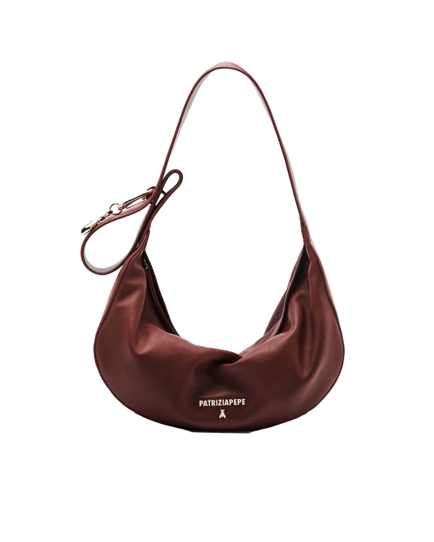 Patrizia Pepe Hobo Bag — Brown Calfskin; Lining: Polyester