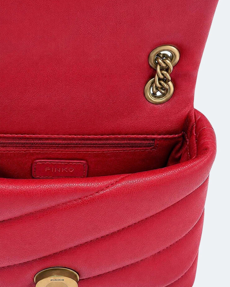 Pinko Love Puff Shoulder Bag — Red Leather