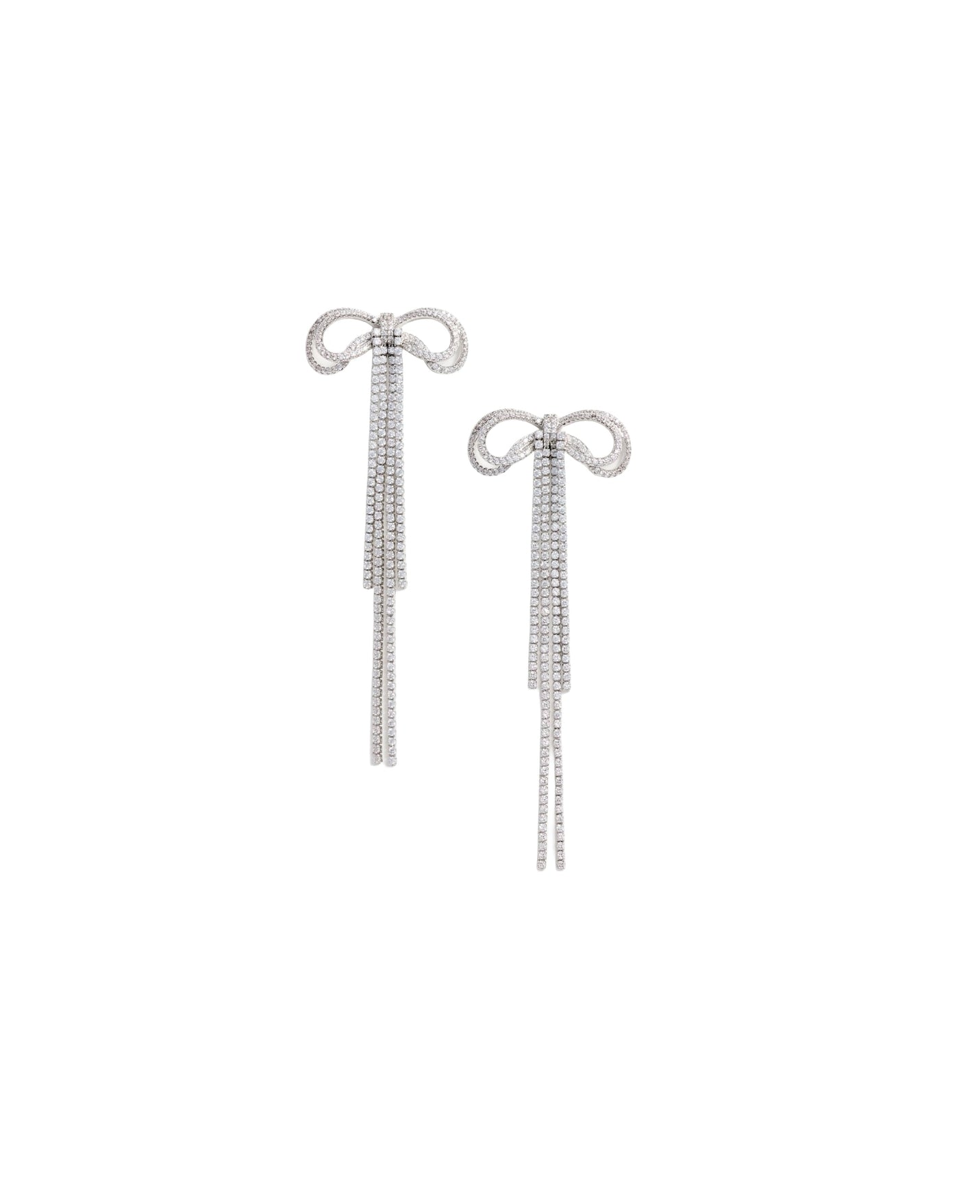 Self-Portrait Double Crystal Earrings — Silver Brass