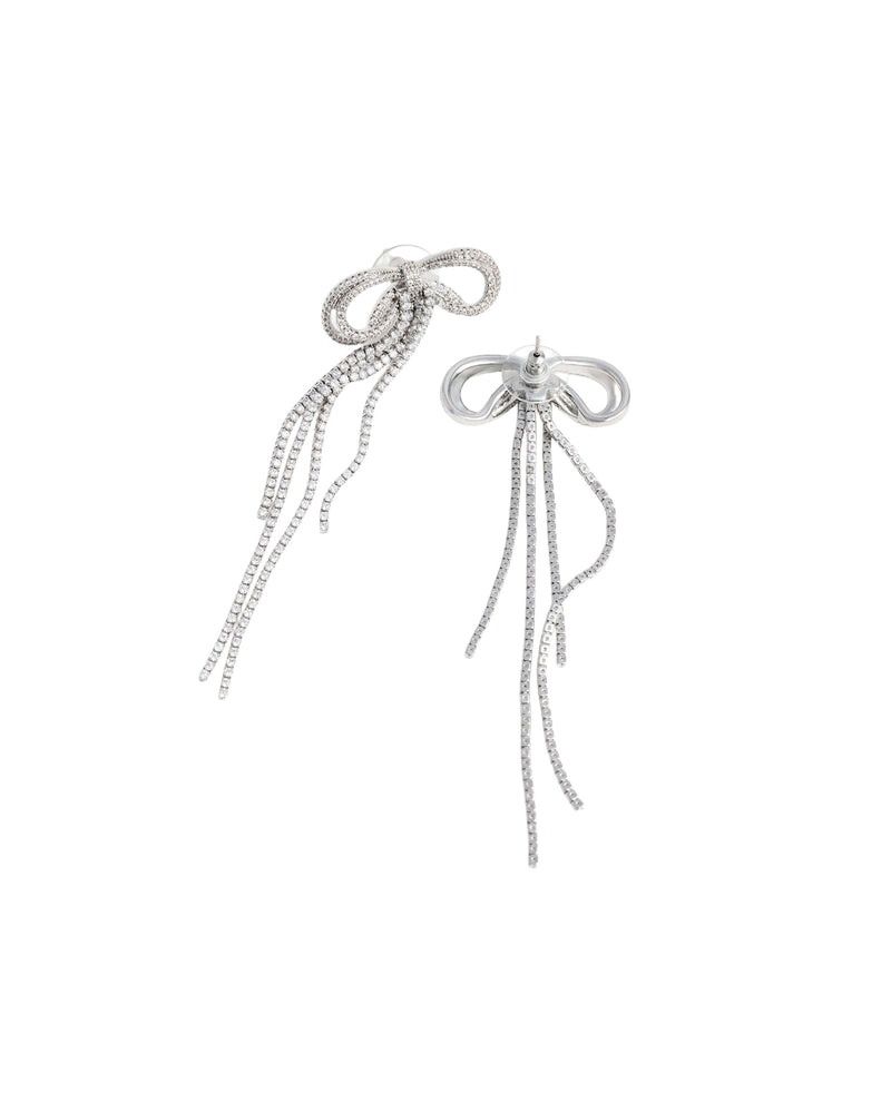 Self-Portrait Double Crystal Earrings — Silver Brass