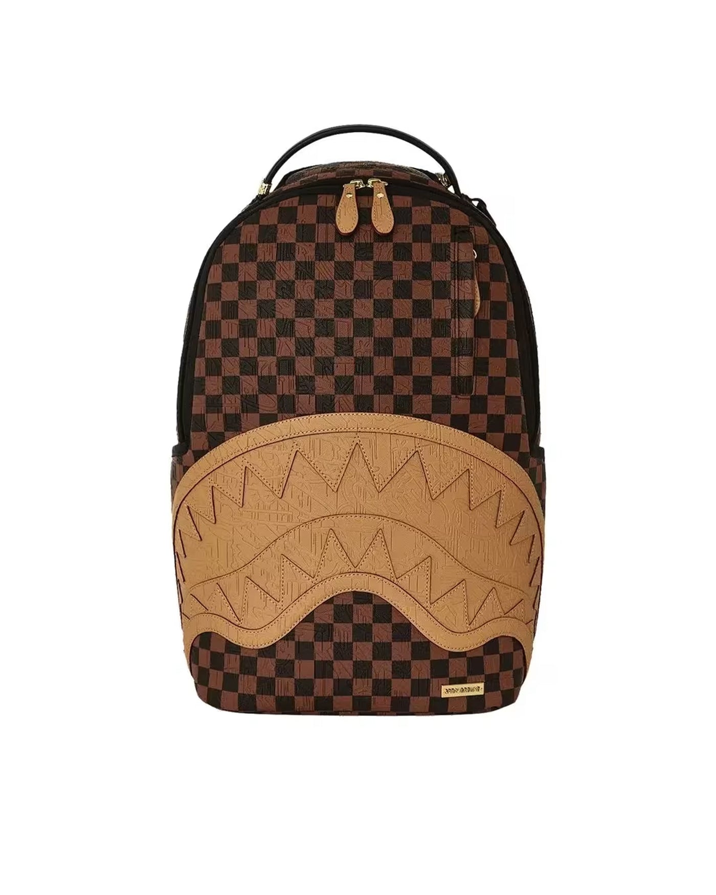 Sprayground Embossed Check Backpack — Brown Polyvinyl Chloride
