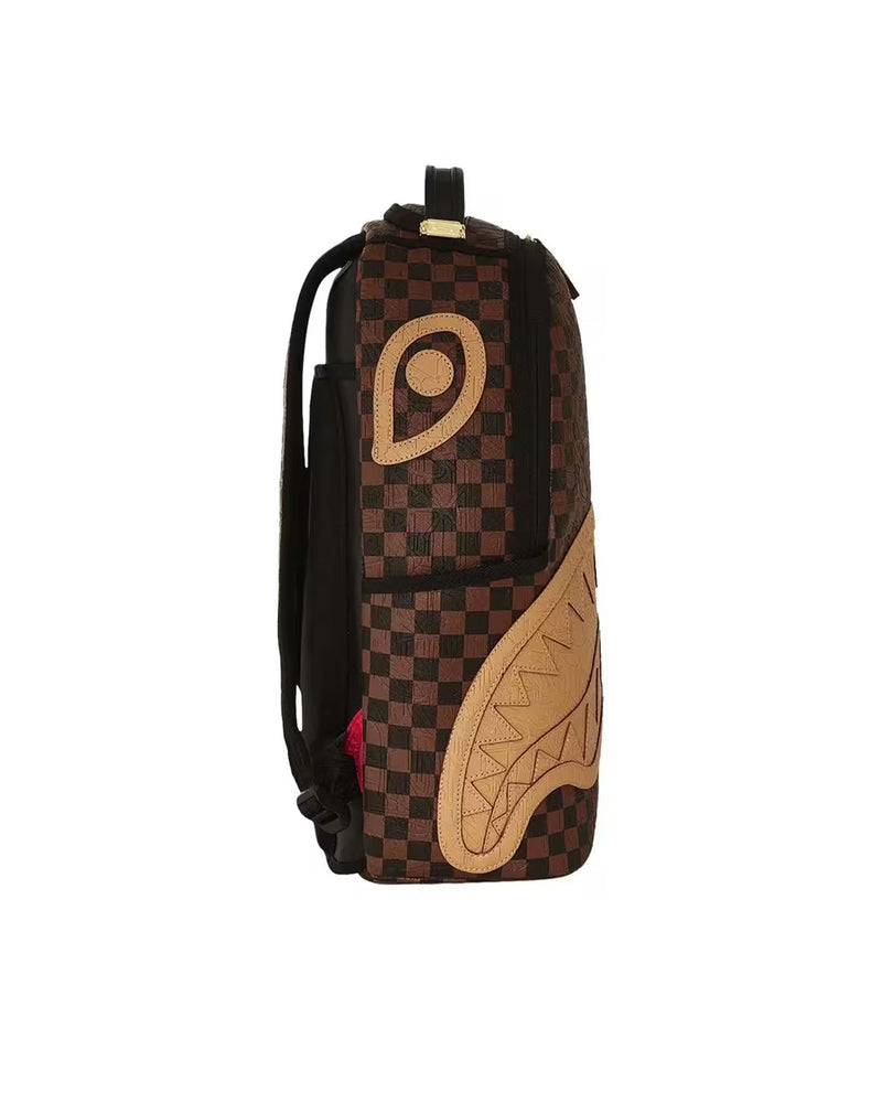 Sprayground Embossed Check Backpack — Brown Polyvinyl Chloride