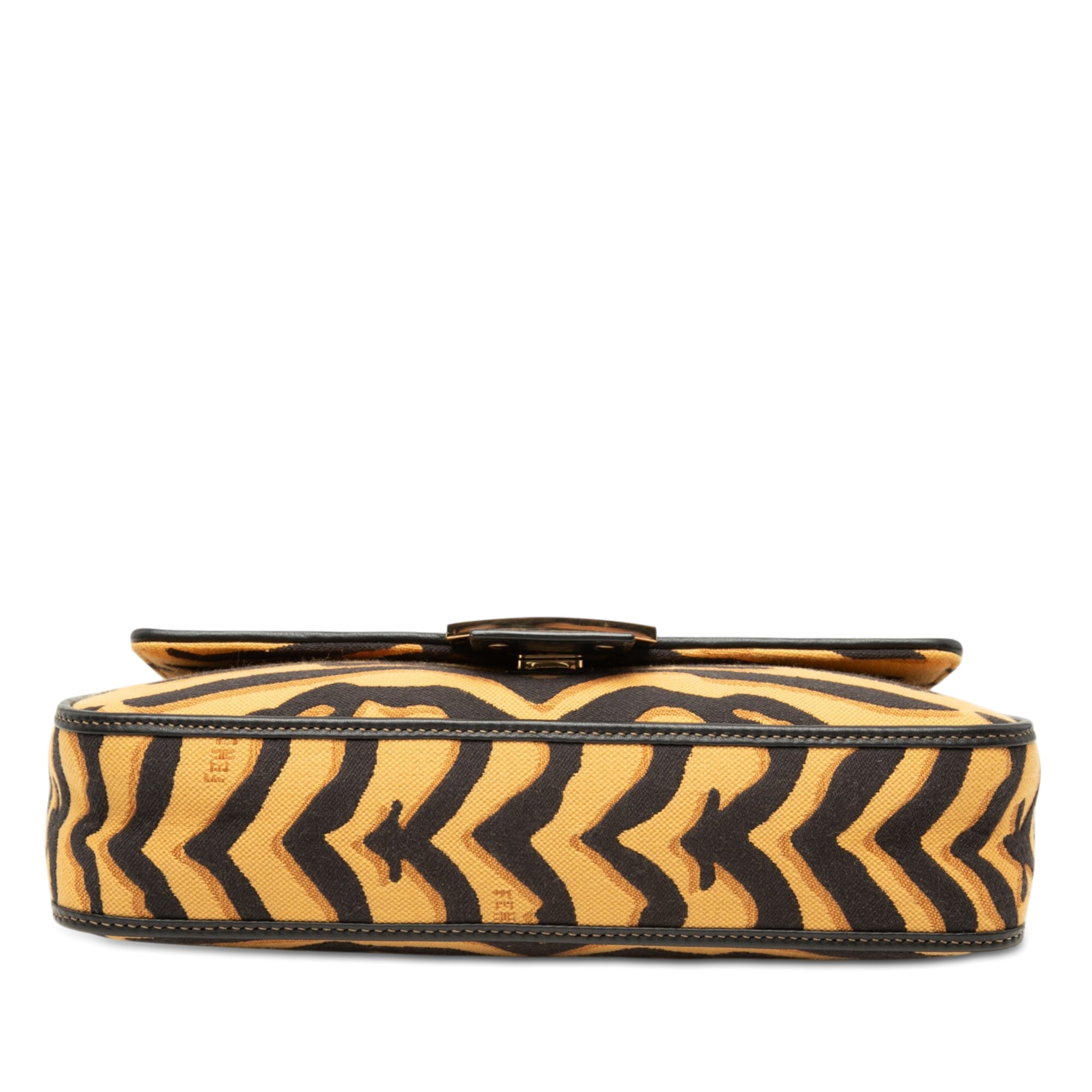 Embroidered Canvas Tiger Print Baguette Satchel - Image 3