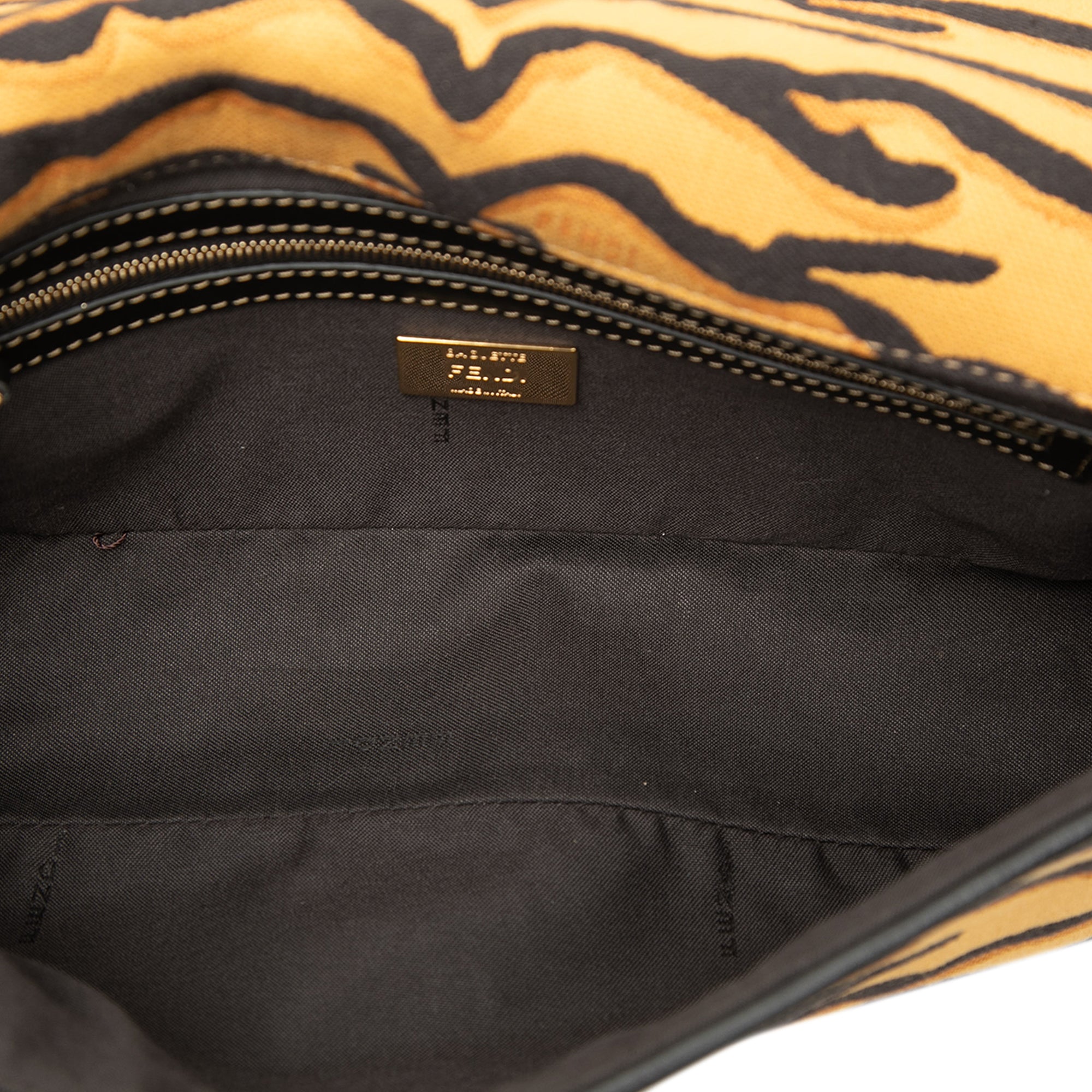Embroidered Canvas Tiger Print Baguette Satchel - Image 4