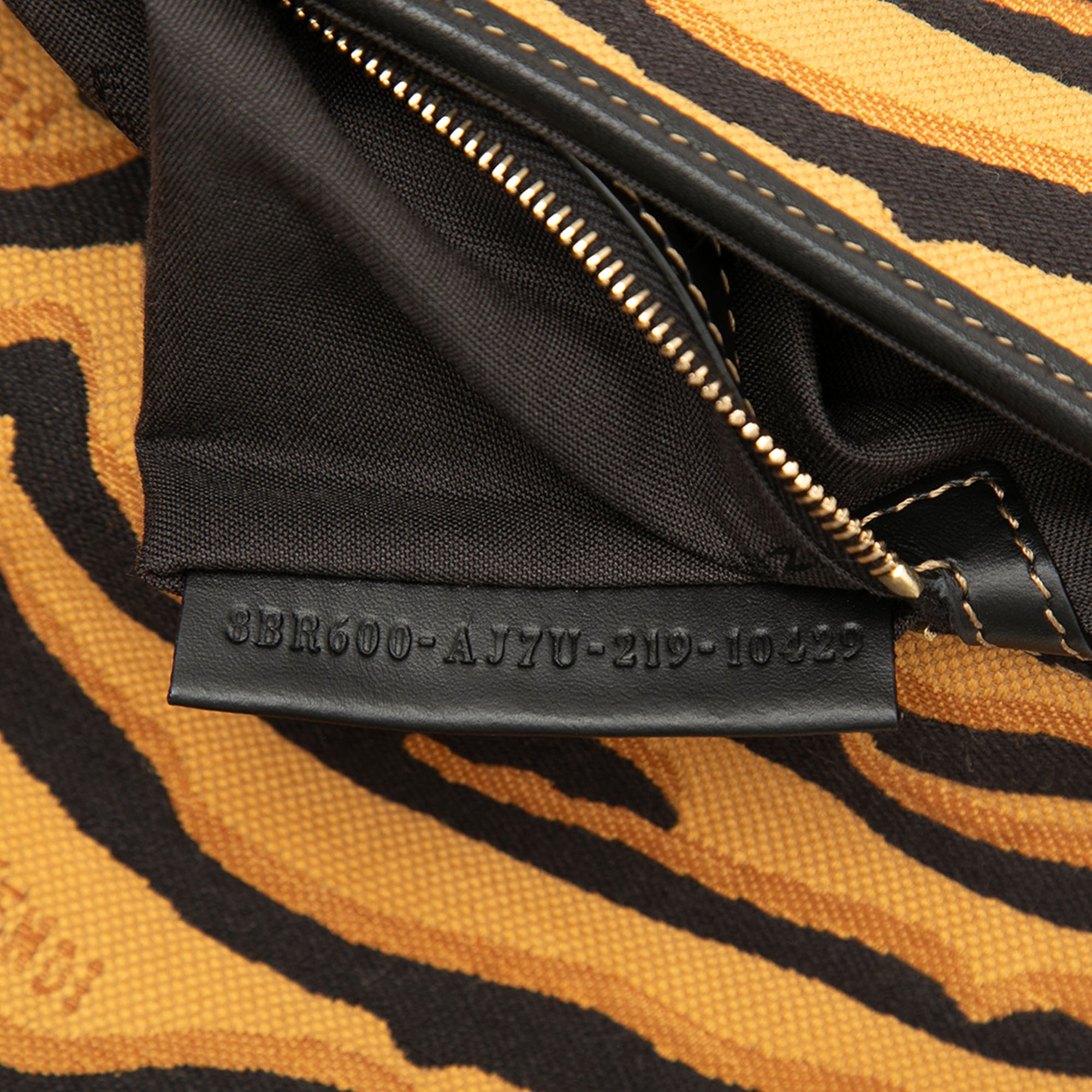 Embroidered Canvas Tiger Print Baguette Satchel - Image 6