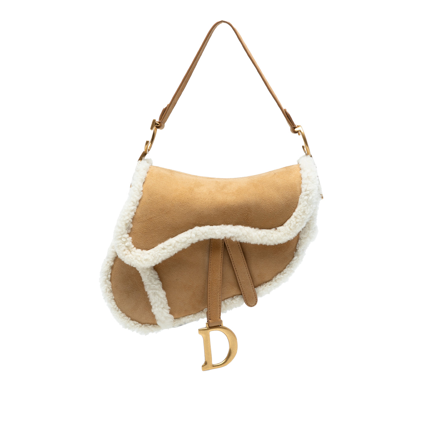 Shearling Suede Saddle Bag - Image 1