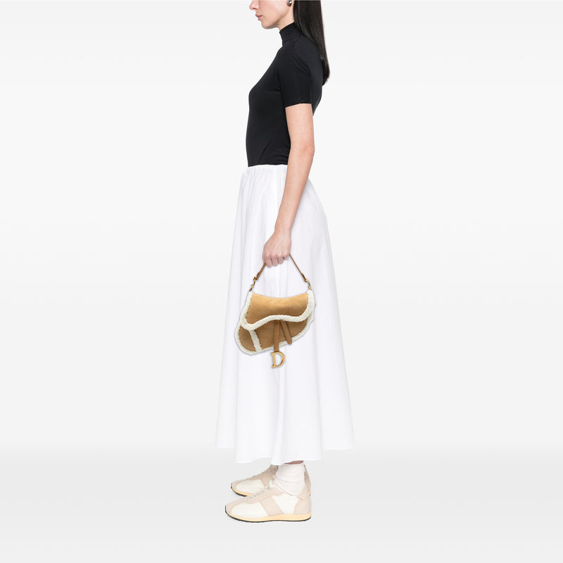 Shearling Suede Saddle Bag - Image 7