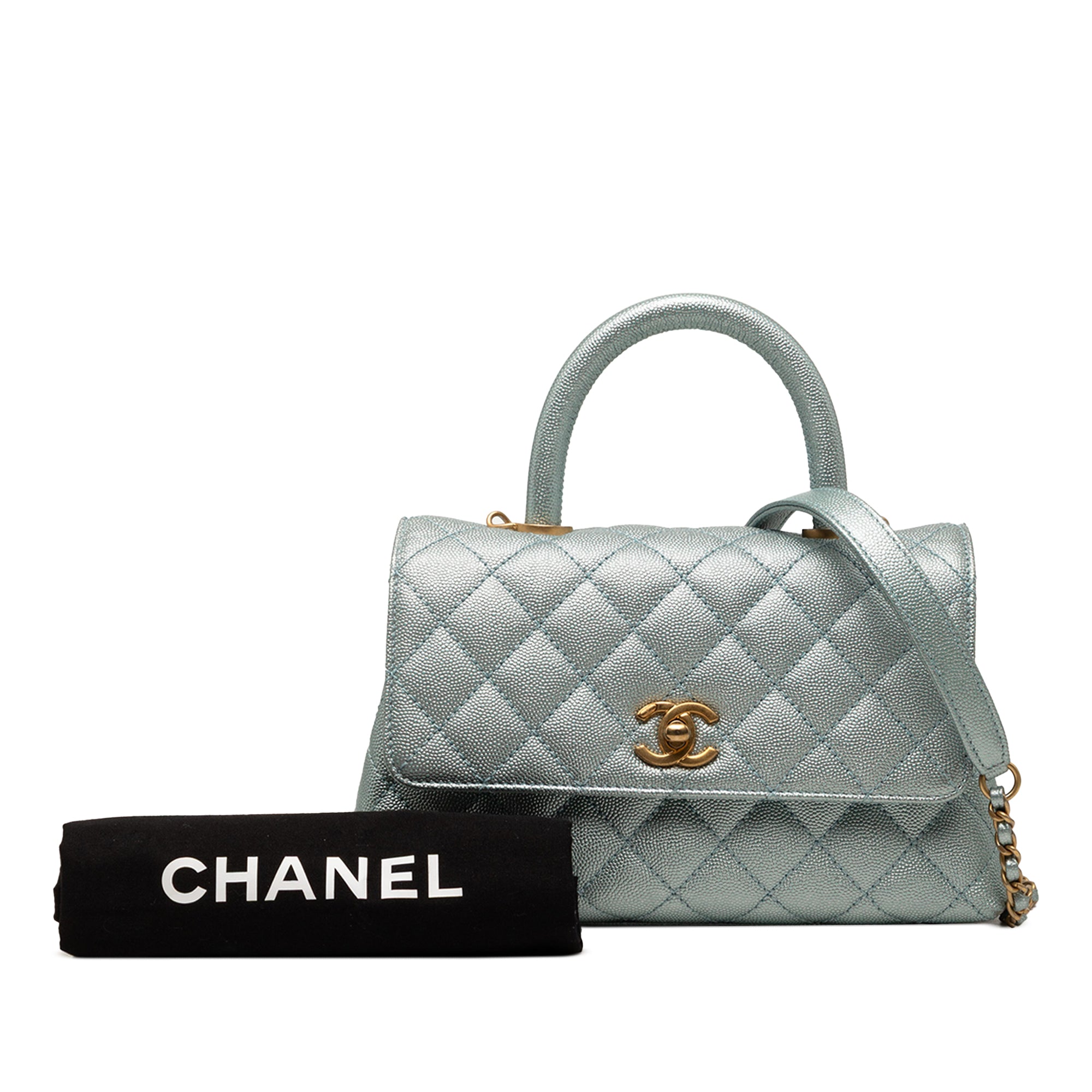 Mini Metallic Caviar Coco Top Handle Bag - Image 8