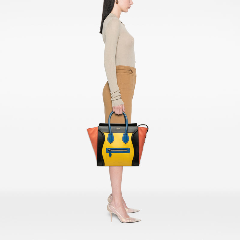 Mini Multicolor Calfskin Luggage Tote - Image 7