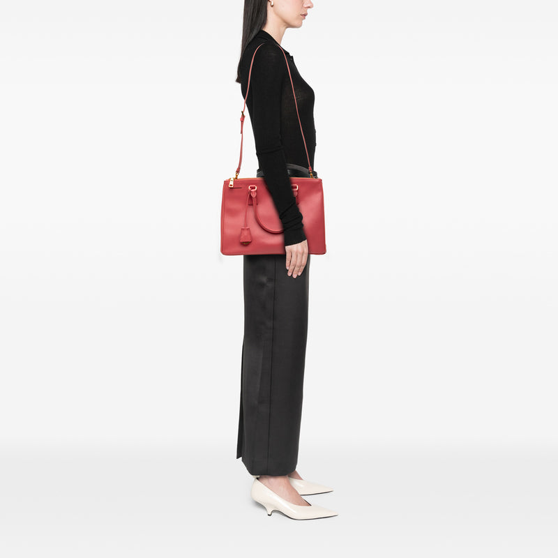 Medium Saffiano Lux Galleria Double Zip Satchel - Image 6