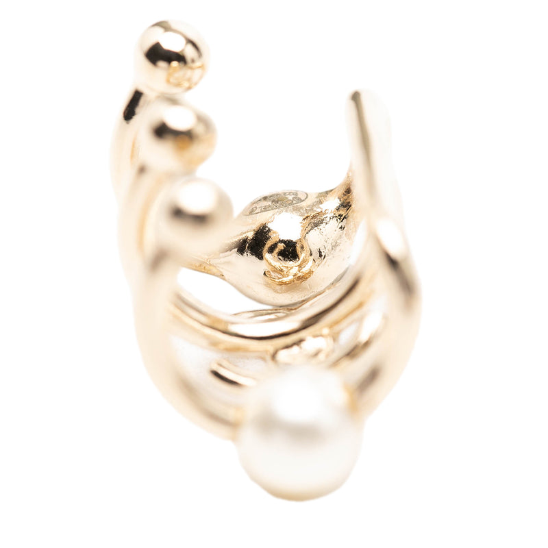 CC Gold Plated Strass and Faux Pearl Ear Cuff Earring - Image 3
