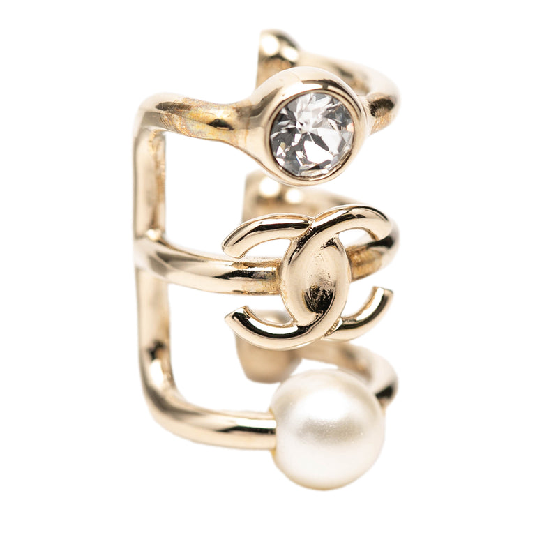 CC Gold Plated Strass and Faux Pearl Ear Cuff Earring - Image 4