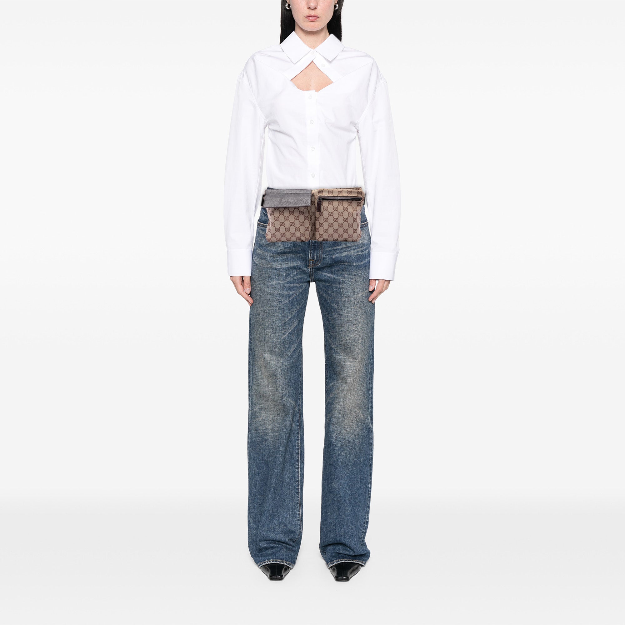 GG Canvas Double Pocket Belt Bag - Image 6