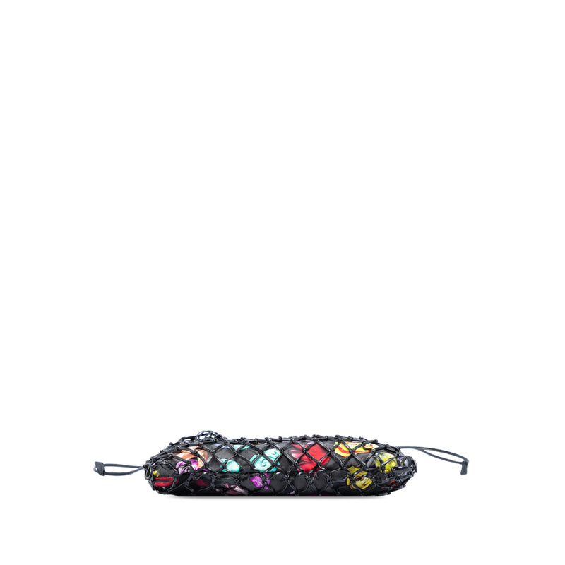 Mesh Leather and Floral Printed Tessuto Tote - Image 3