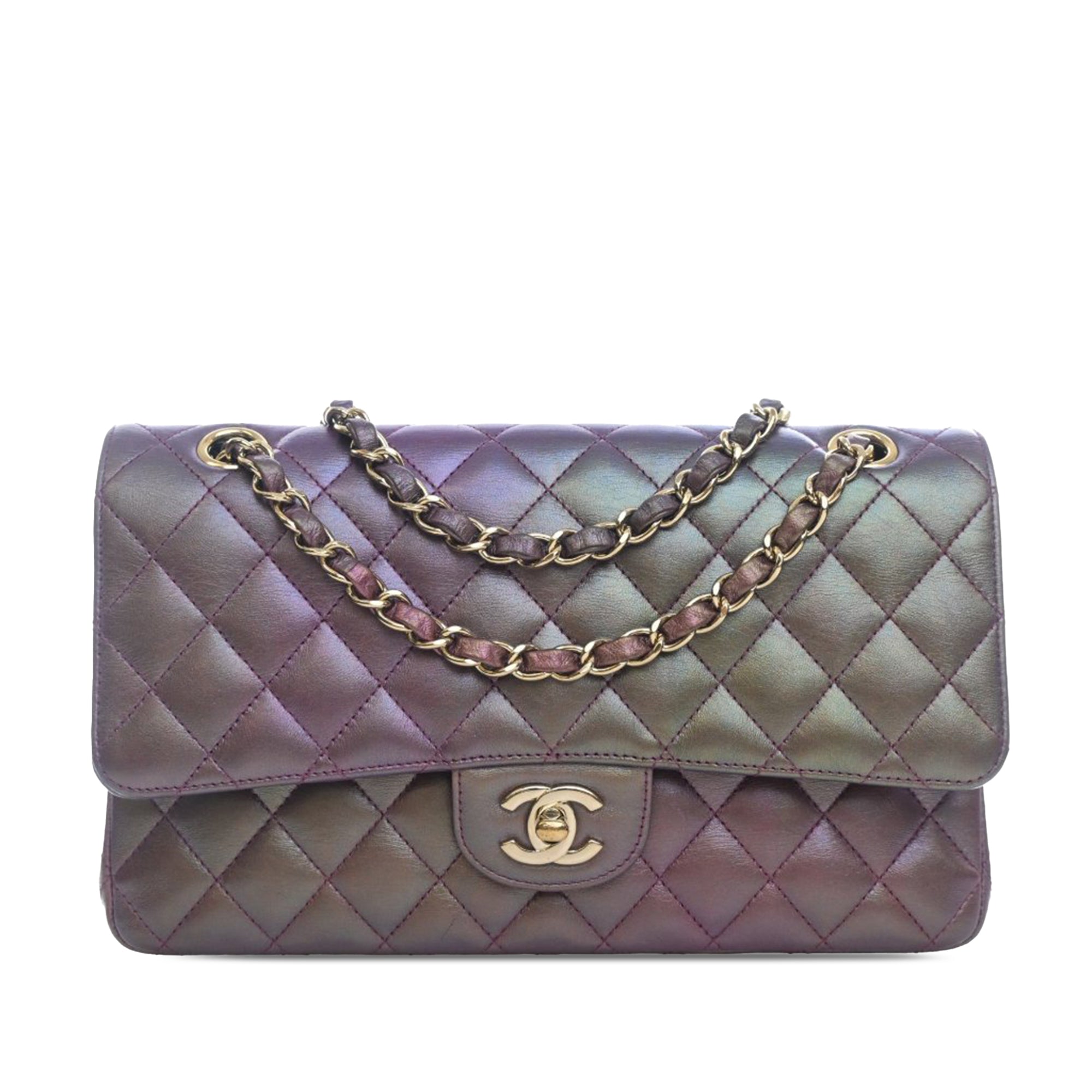 Medium Classic Iridescent Lambskin Double Flap - Image 1