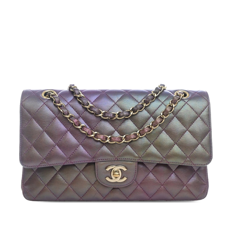 Medium Classic Iridescent Lambskin Double Flap