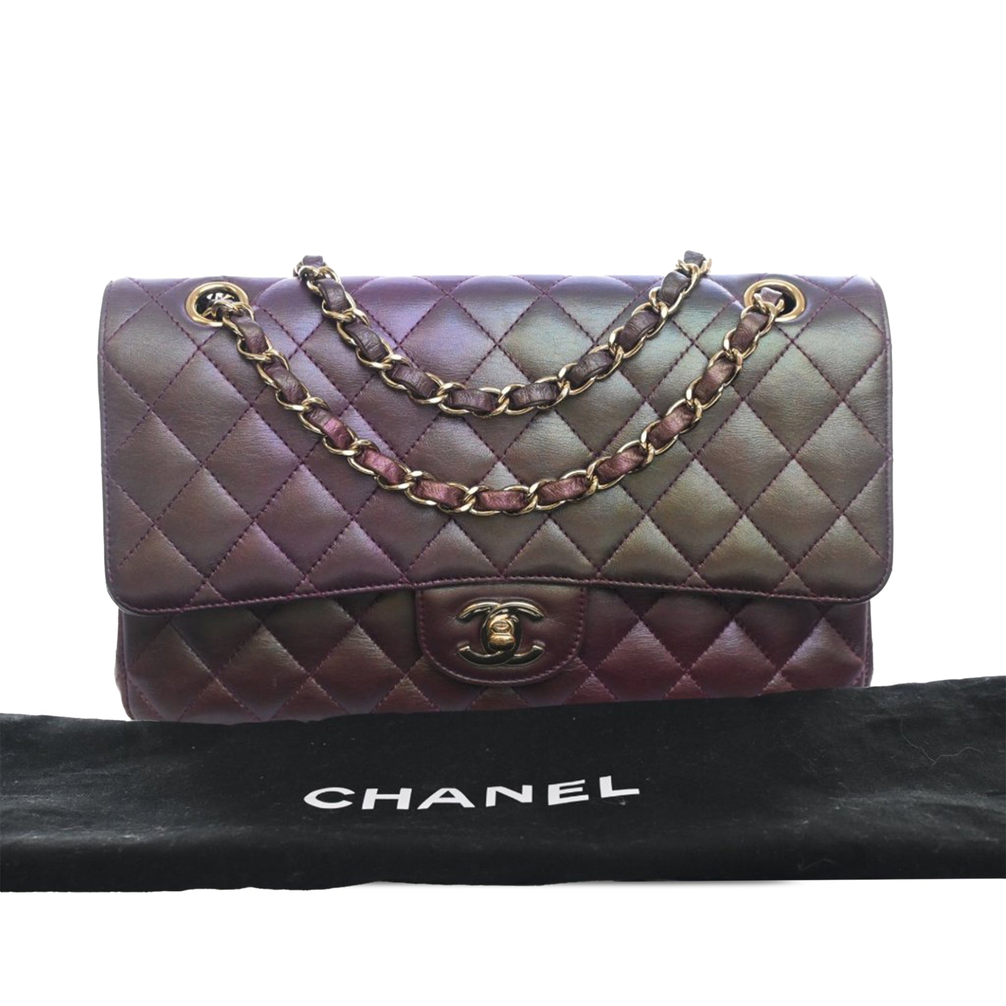 Medium Classic Iridescent Lambskin Double Flap - Image 14