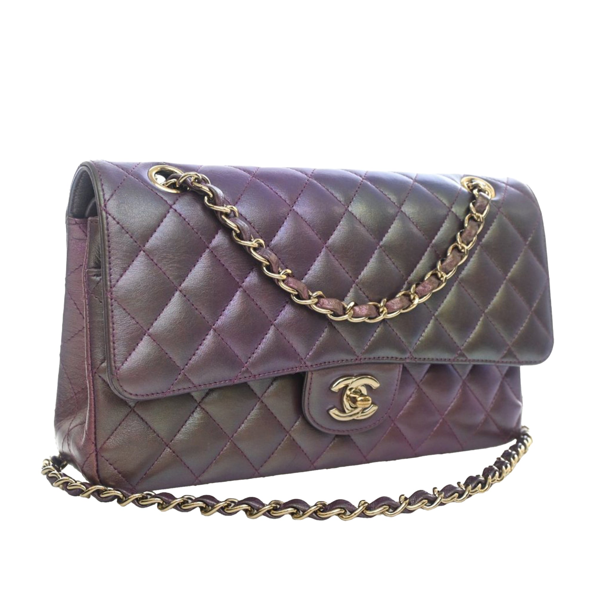 Medium Classic Iridescent Lambskin Double Flap - Image 7
