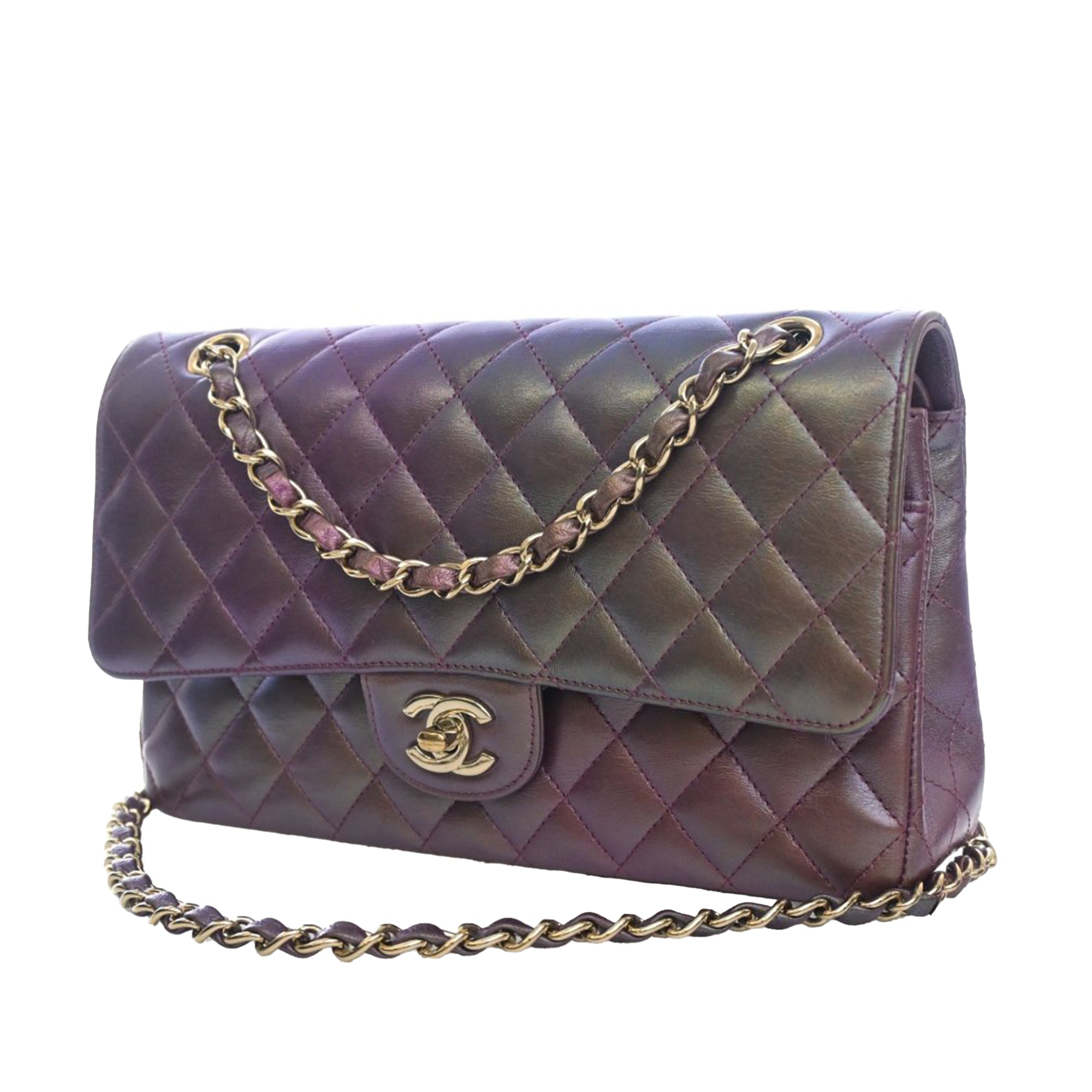 Medium Classic Iridescent Lambskin Double Flap - Image 8