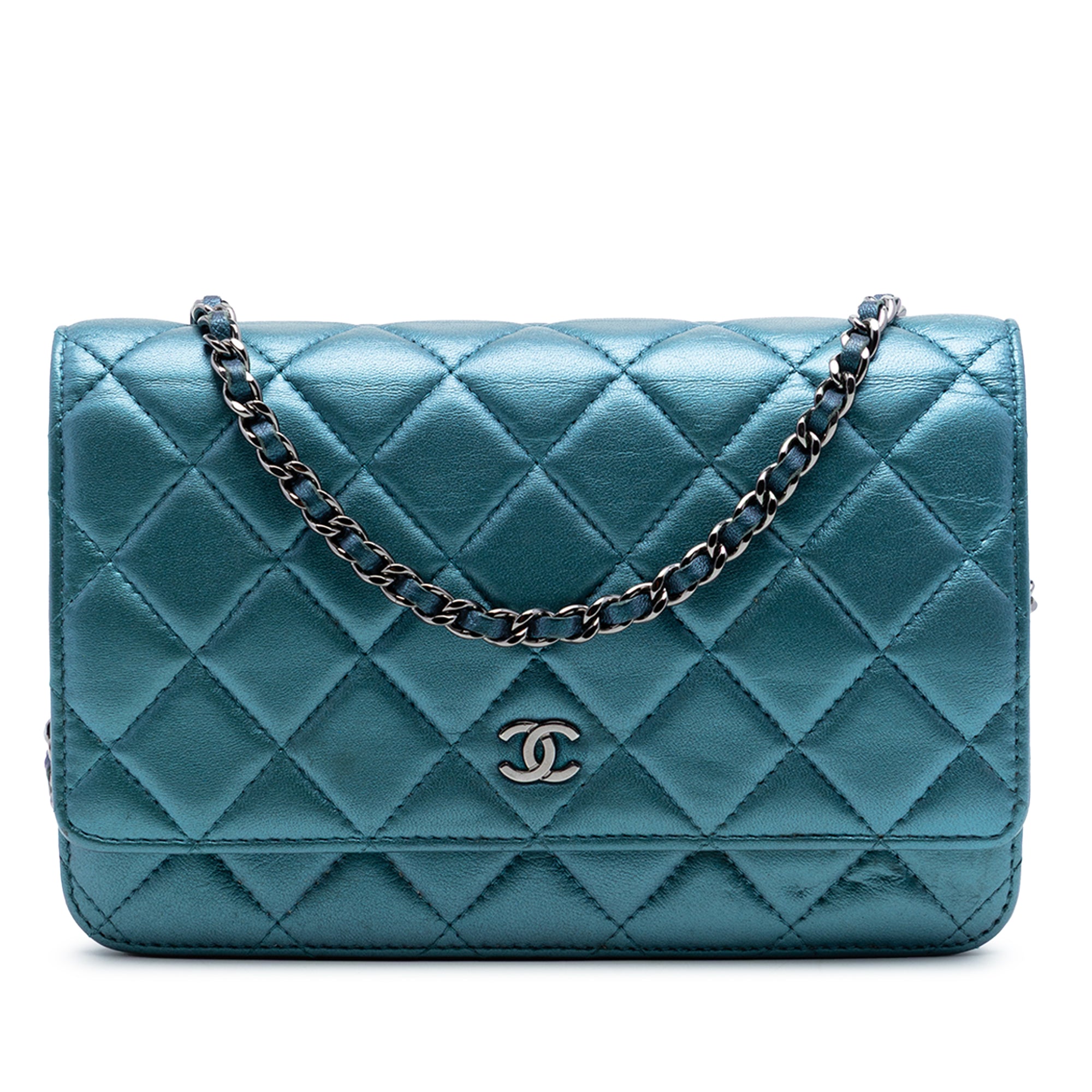 CC Quilted Metallic Lambskin Wallet On Chain - Image 1