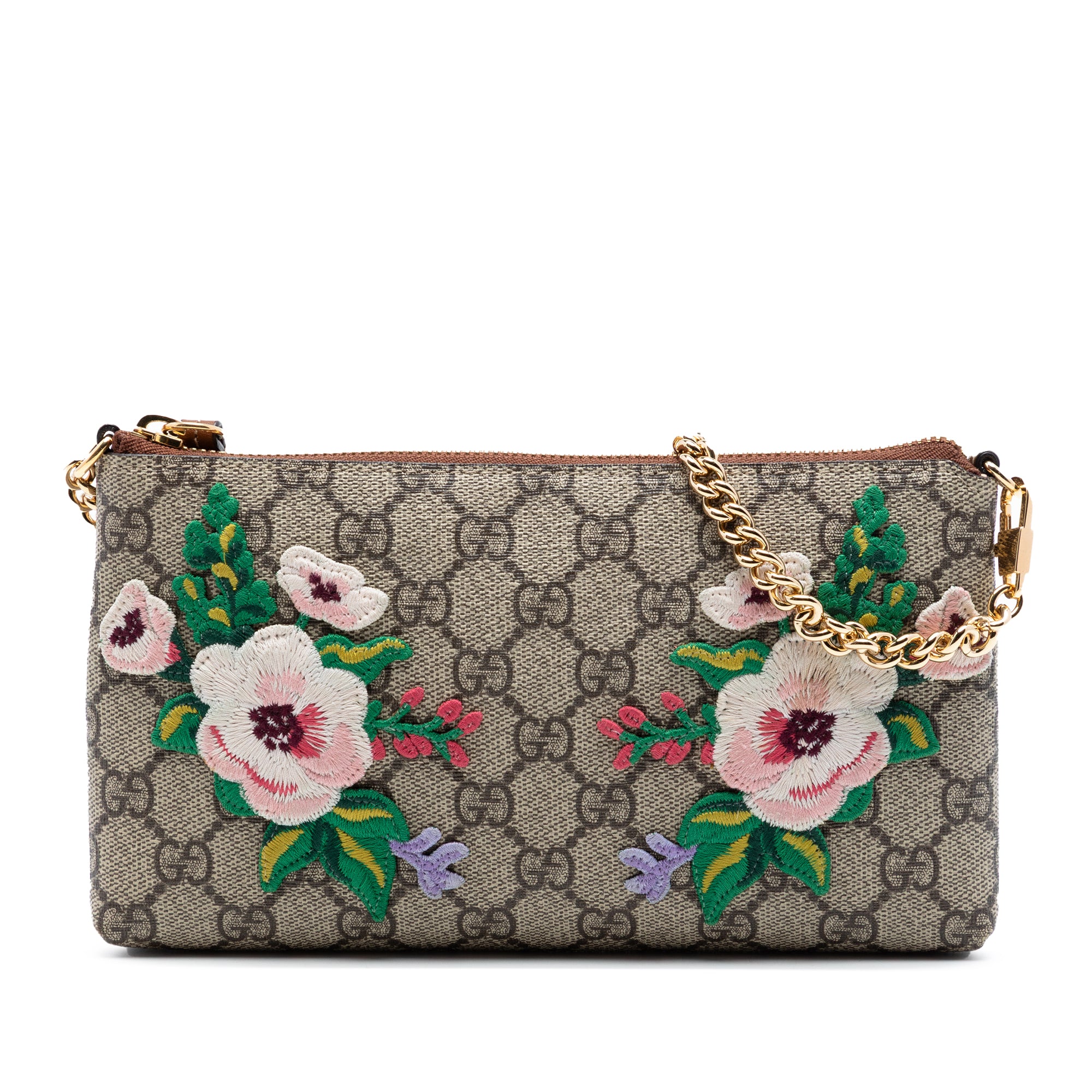 GG Supreme Embroidered Flower Chain Pochette - Image 1