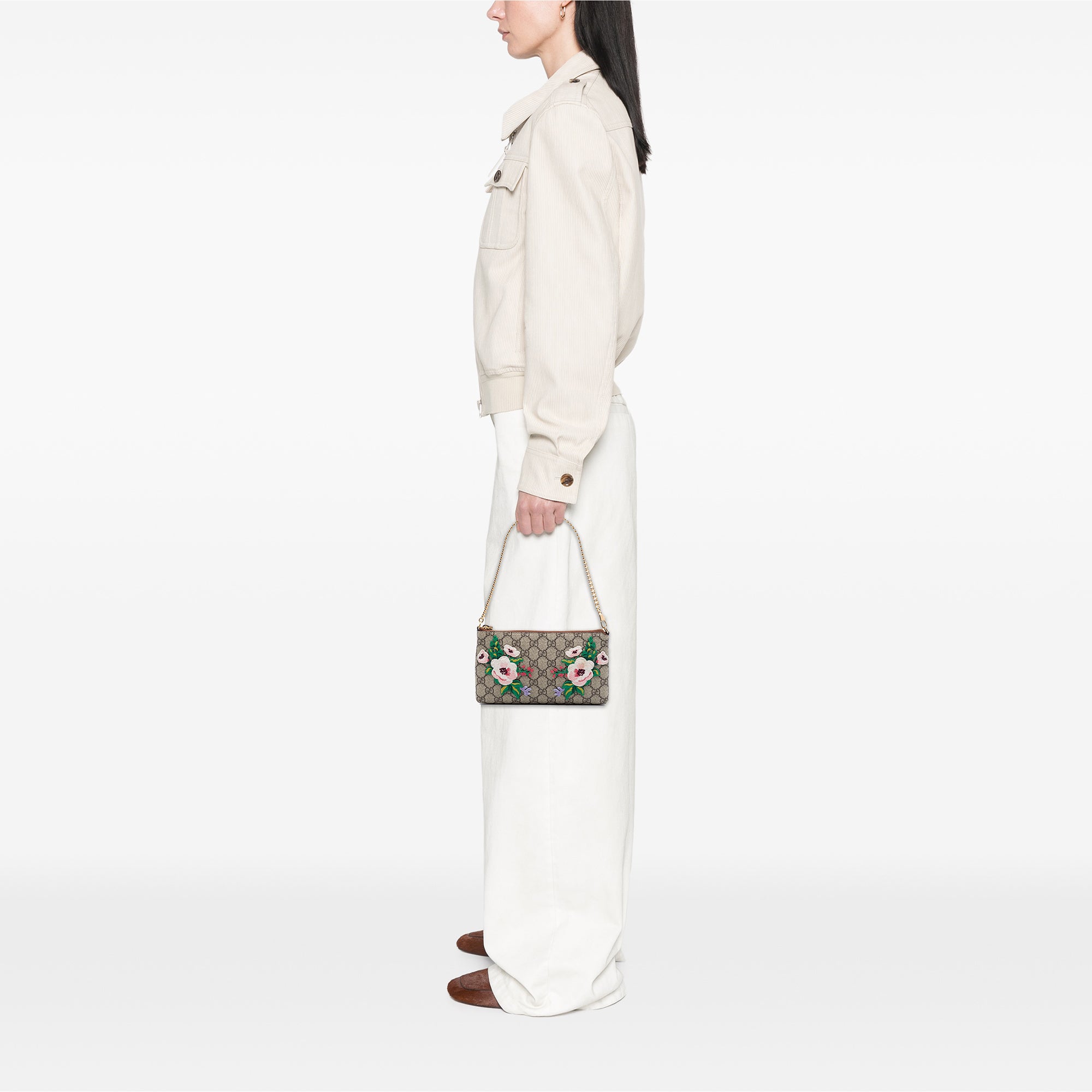 GG Supreme Embroidered Flower Chain Pochette - Image 6