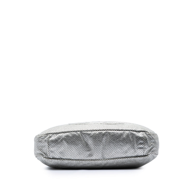 Large Metallic Glazed Calfskin Perforated Rodeo Drive Satchel - Image 3