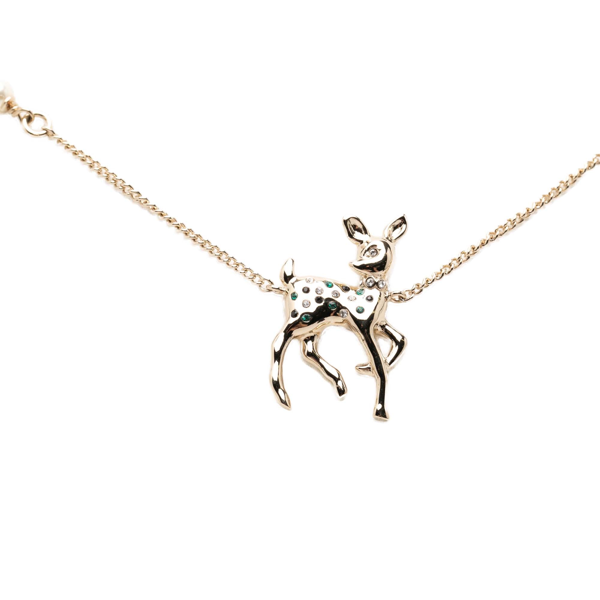 CC Gold Plated Faux Pearl Strass Deer Pendant Necklace - Image 1