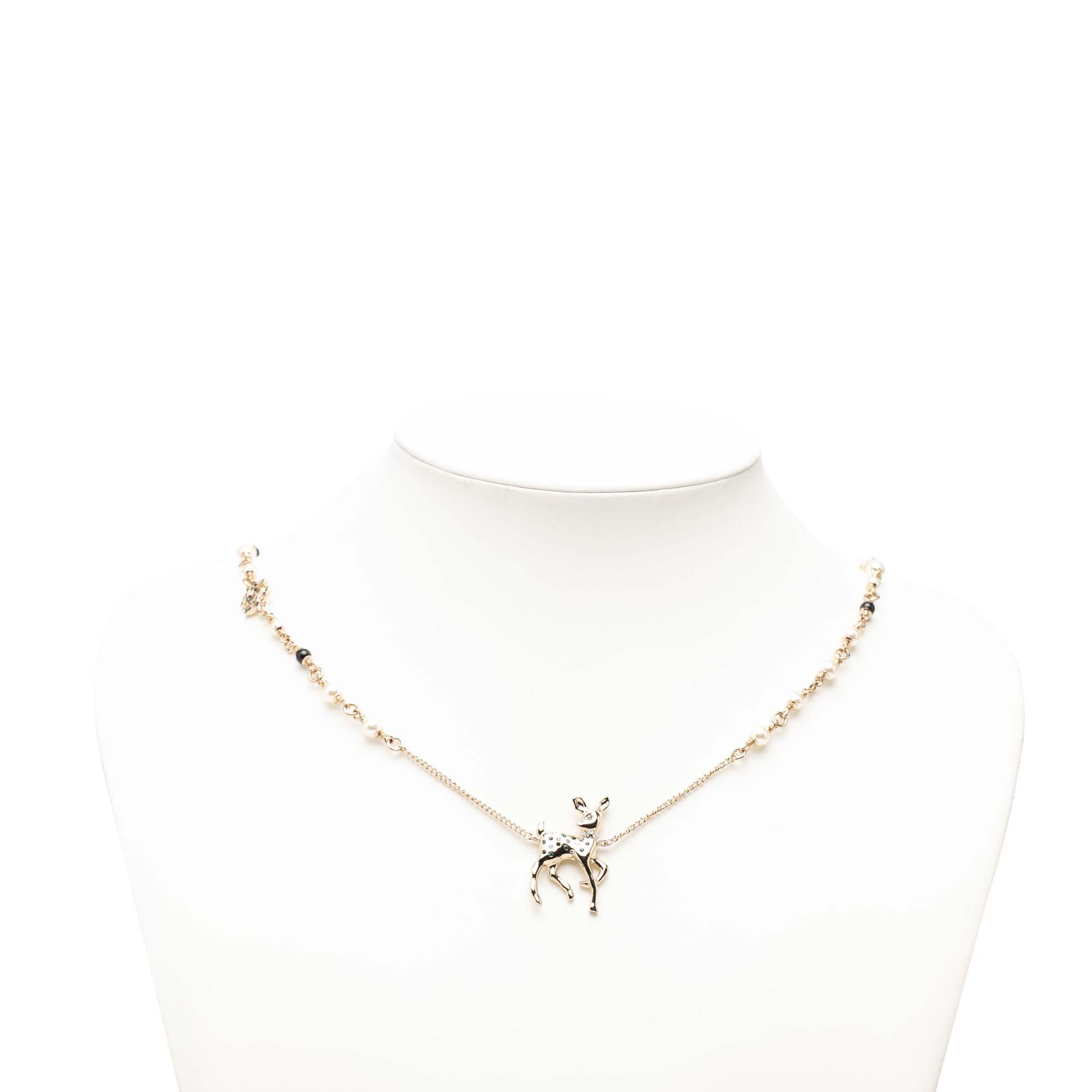 CC Gold Plated Faux Pearl Strass Deer Pendant Necklace - Image 5