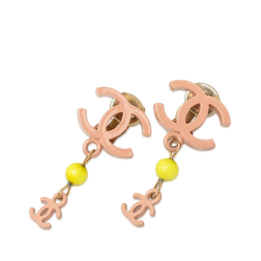 CC Gold Plated Resin Drop Clip On Earrings - Image 1