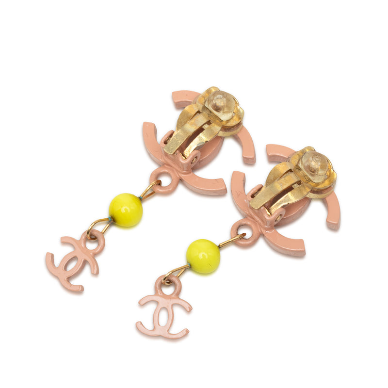 CC Gold Plated Resin Drop Clip On Earrings - Image 2