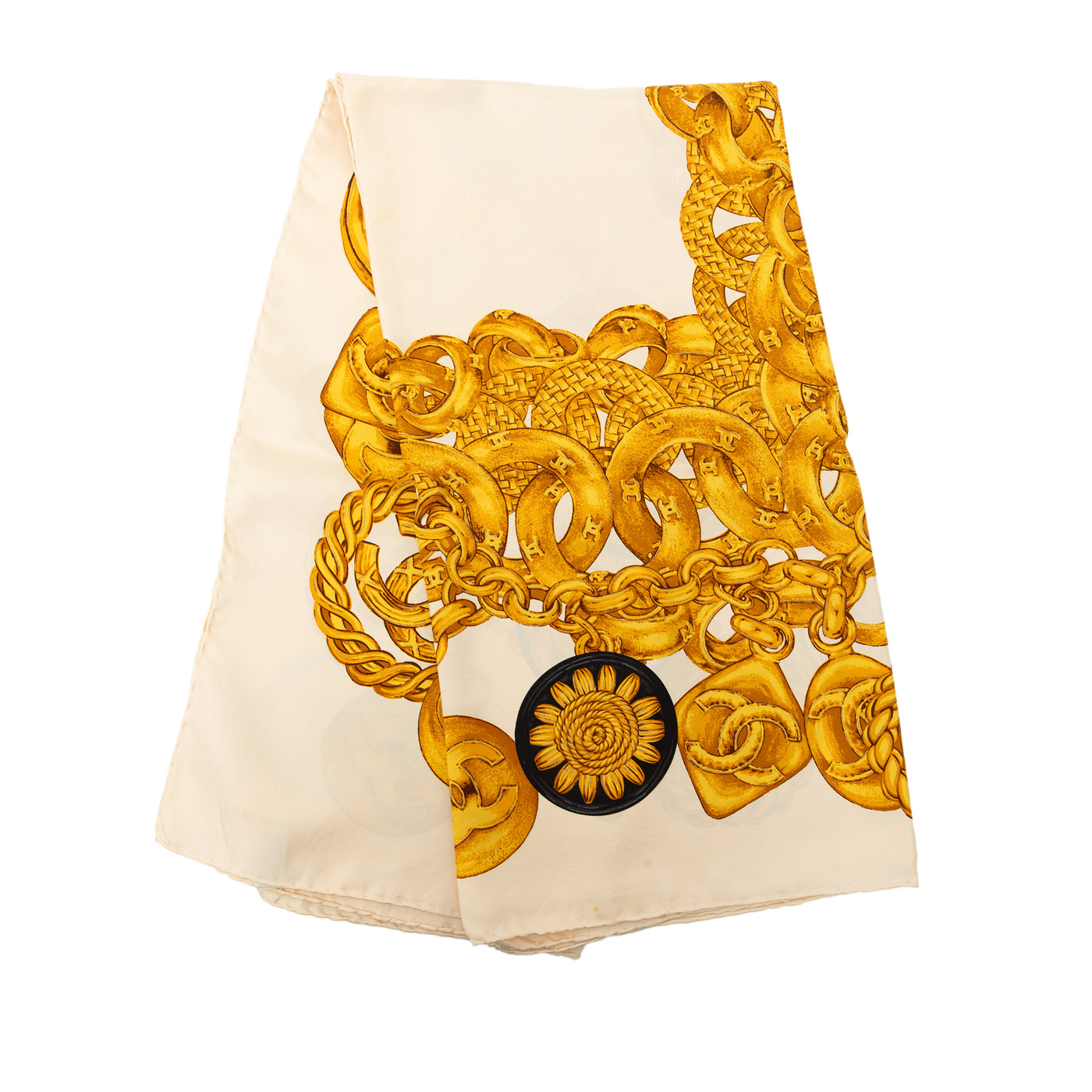CC Medallion Chain Printed Silk Scarf - Image 1