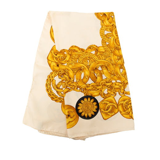 CC Medallion Chain Printed Silk Scarf - Image 1